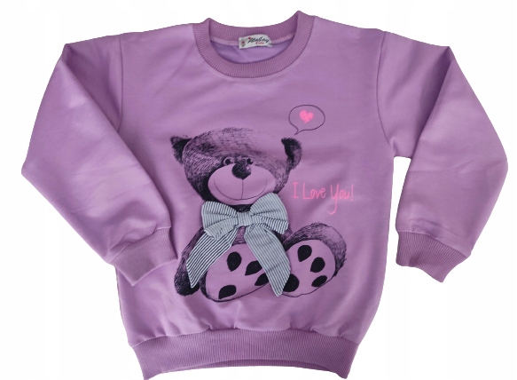 

Cienka bluza dla dziewczynki z misiem 122 fiolet