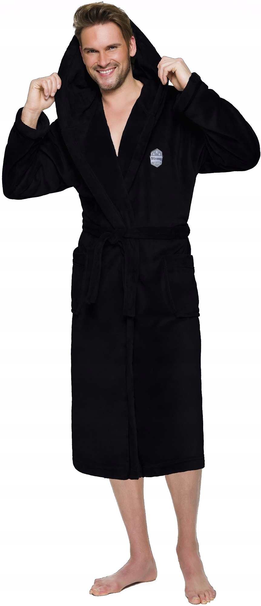 ALEX DŁUGI CIEPŁY SZLAFROK MĘSKI Z KAPTUREM XXL Wzór dominujący inny wzór