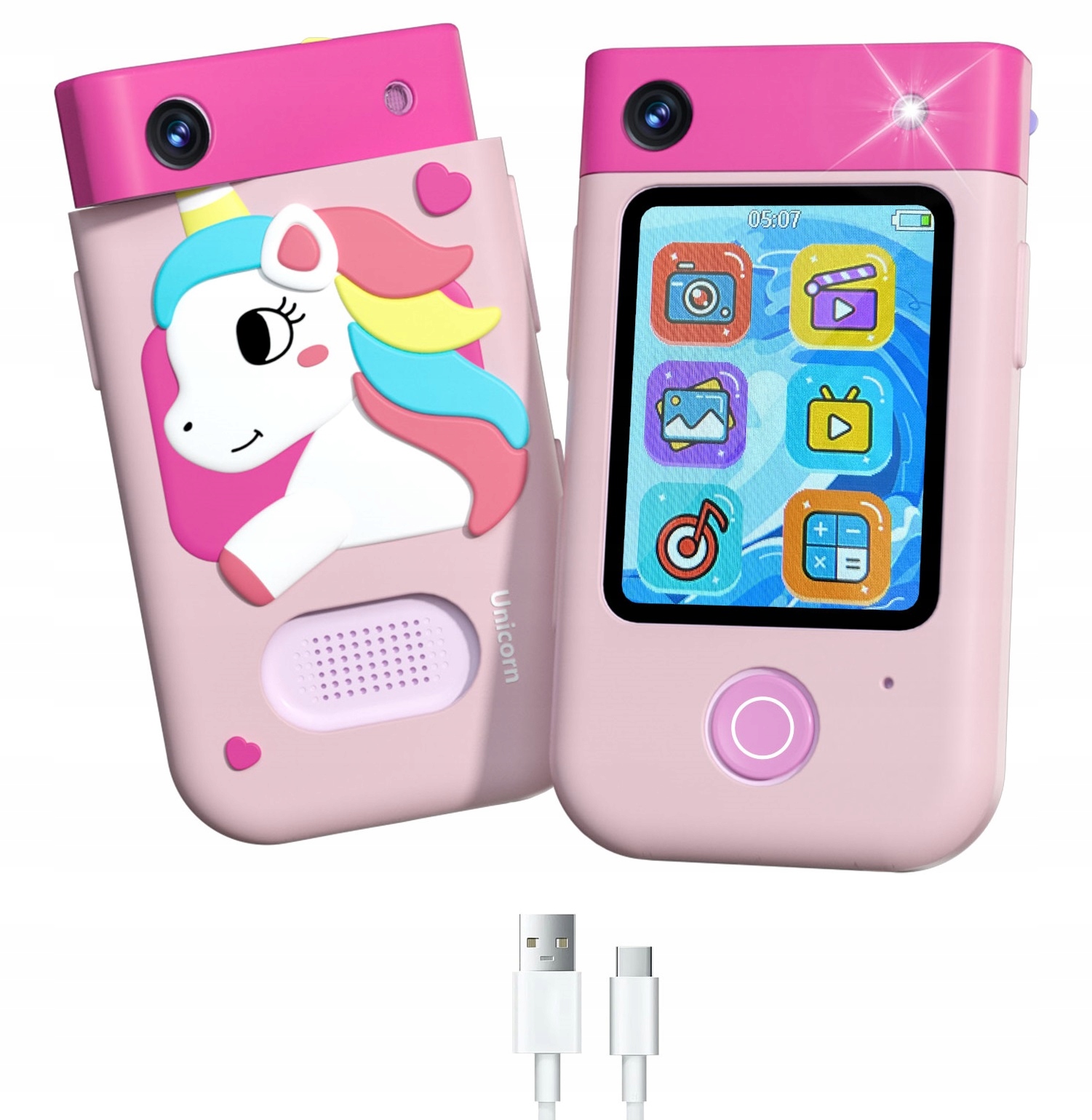 Digitální fotoaparát 48MP Kamera 1080p pro děti Hry Svítilna MP3 Budík Telefon