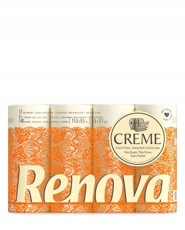 

Papier toaletowy Renova 4-warstwowy Kremowy 12 szt