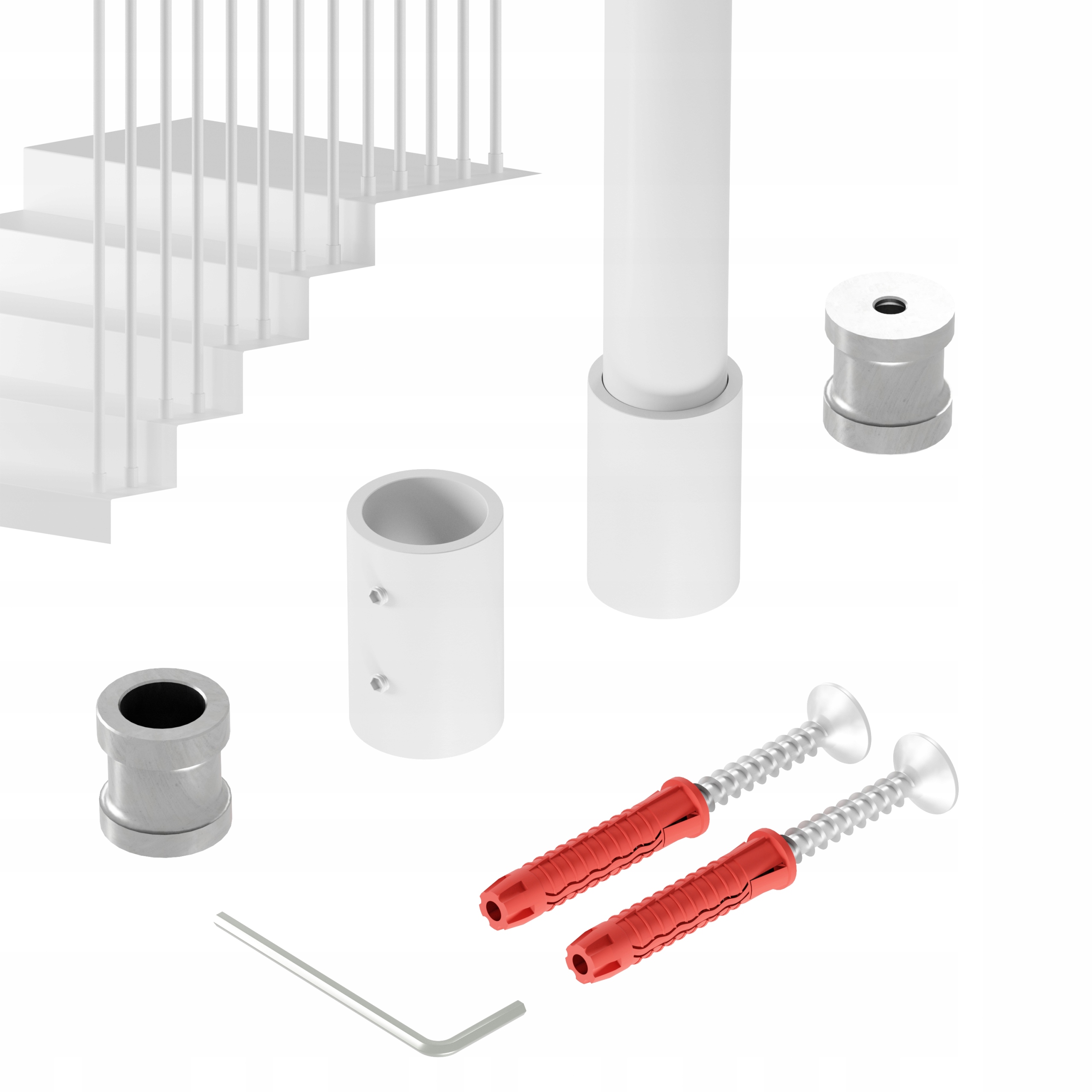 Zábradlí Na Schody Barierka Sloupek Bílý 20 mm 400 CM Harfa Noa