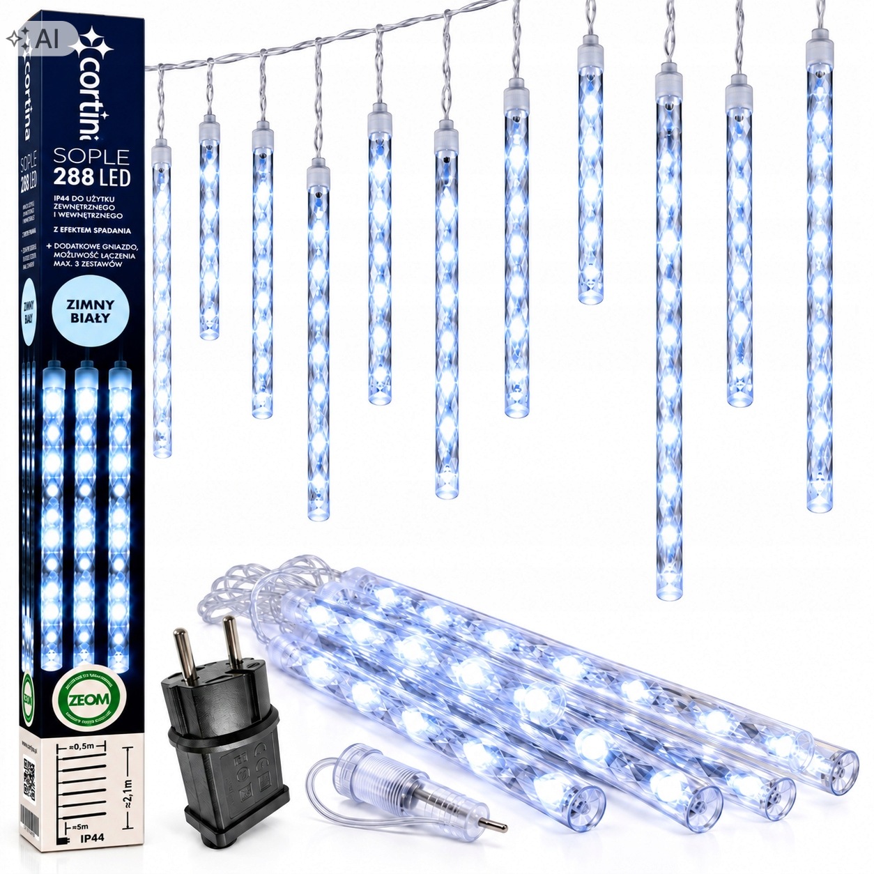 Led rampouchy, meteory, 8 ks 288 Led, girlanda, studená bílá, vánoční osvětlení
