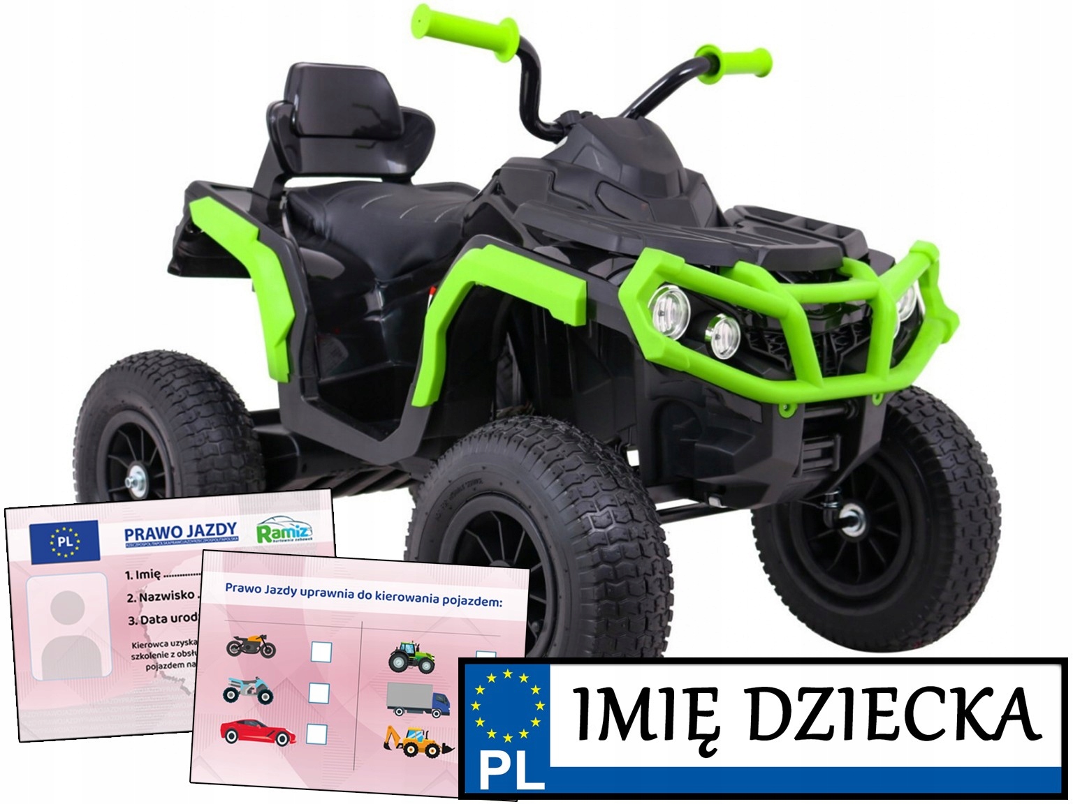 duży Quadzik Atv Dla Dzieci pompowane koła prawo jazdy Tablica Z Imieniem