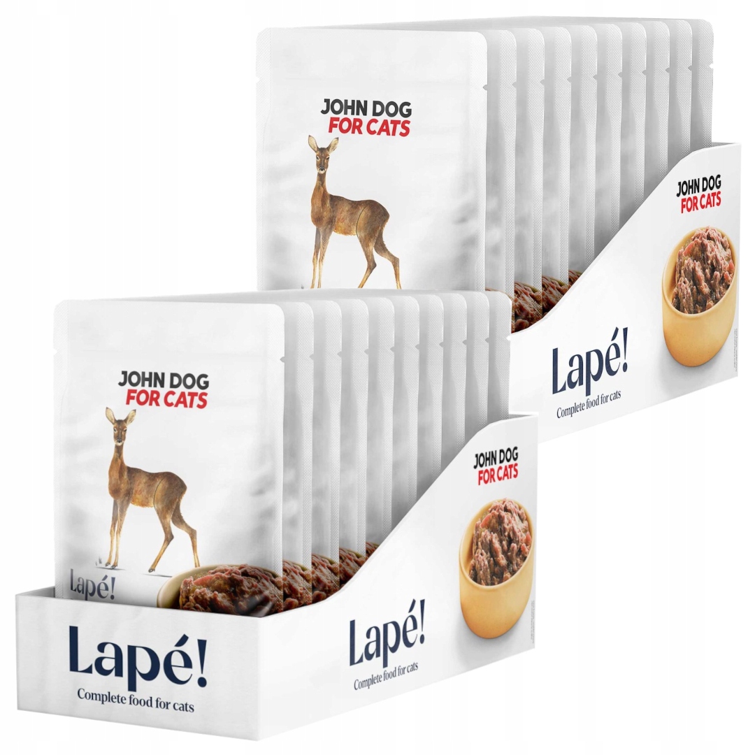 John Dog For Cats Lapé 20x100 g Monoproteinové Mokré Krmivo Pro Kočky se srnkou