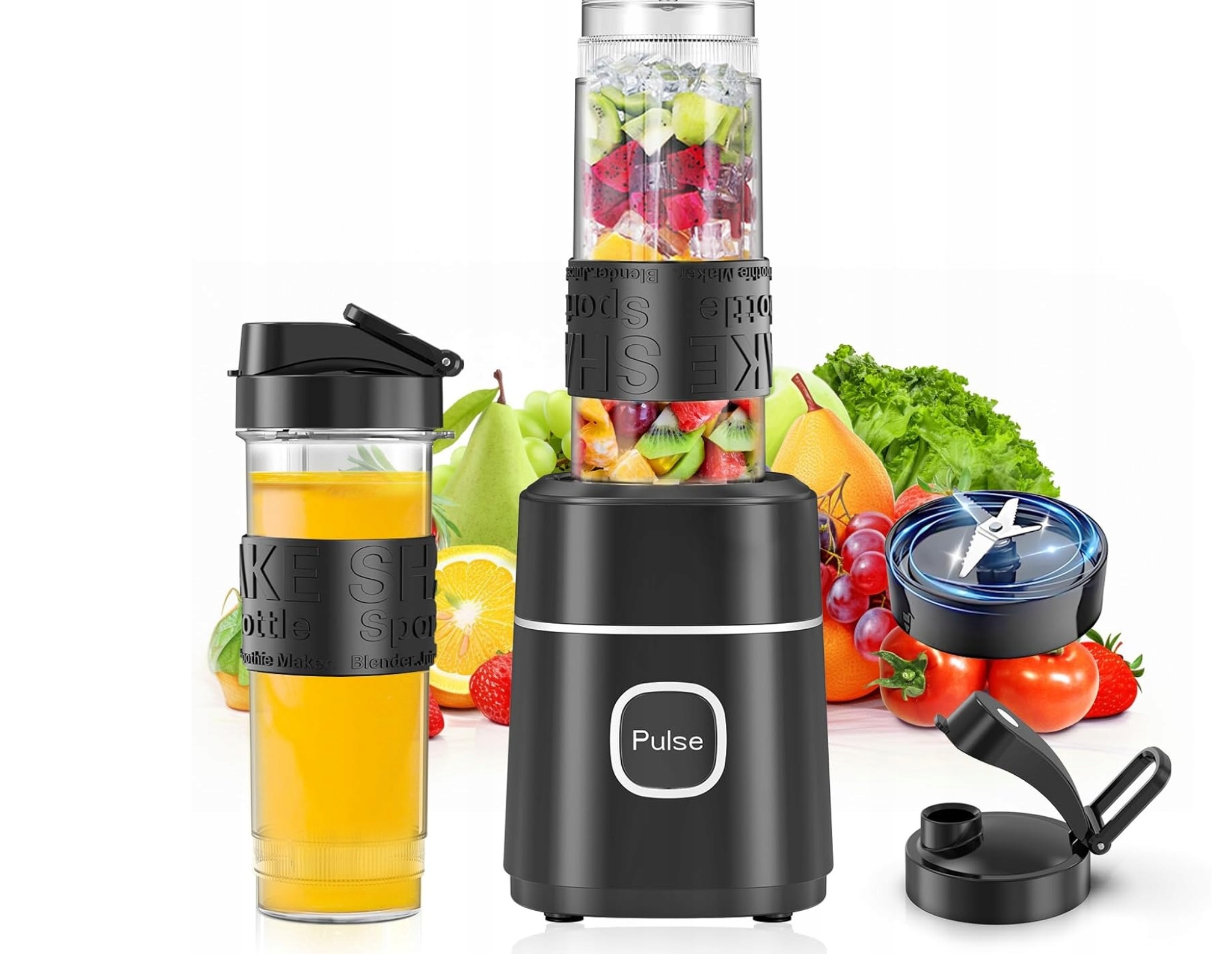 Blender kielichowy 500W czarny Bpa Free 2 Kubki