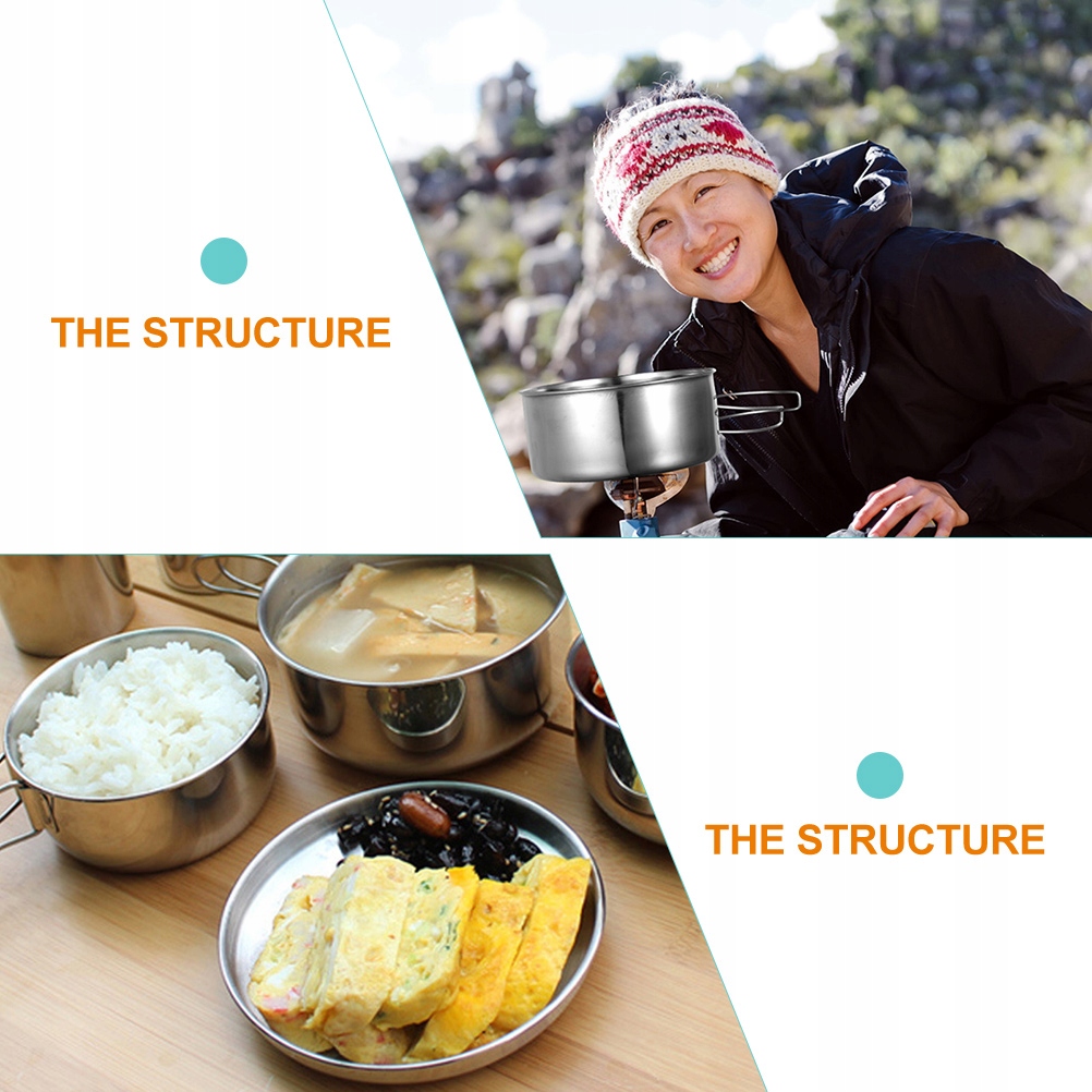 OKRĄGŁE METALOWE NACZYNIE KEMPINGOWE ZE STALI NIERDZEWNEJ Model 42831876