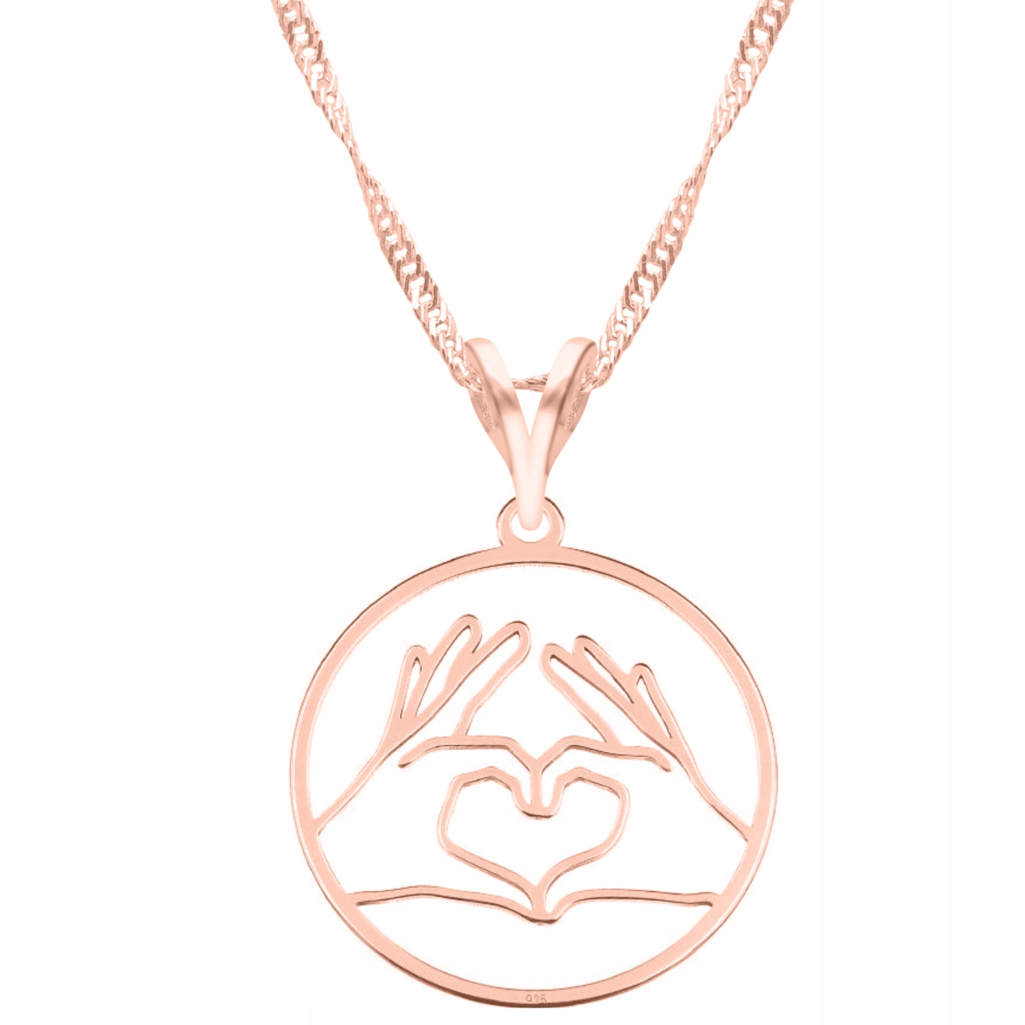 Řetízek zlatý náhrdelník 925 Srdce V Dlani Heart