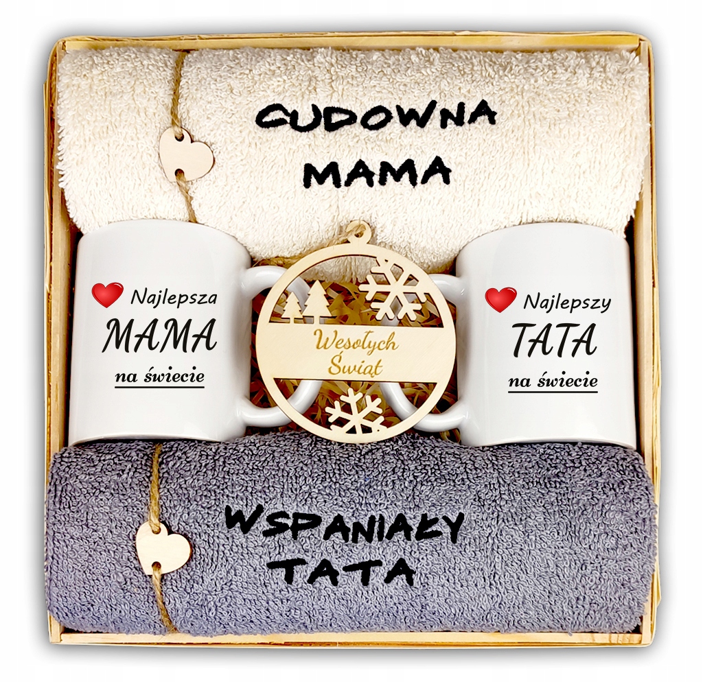 

Świąteczny Mamy Taty Zestaw Ręcznik Kubek
