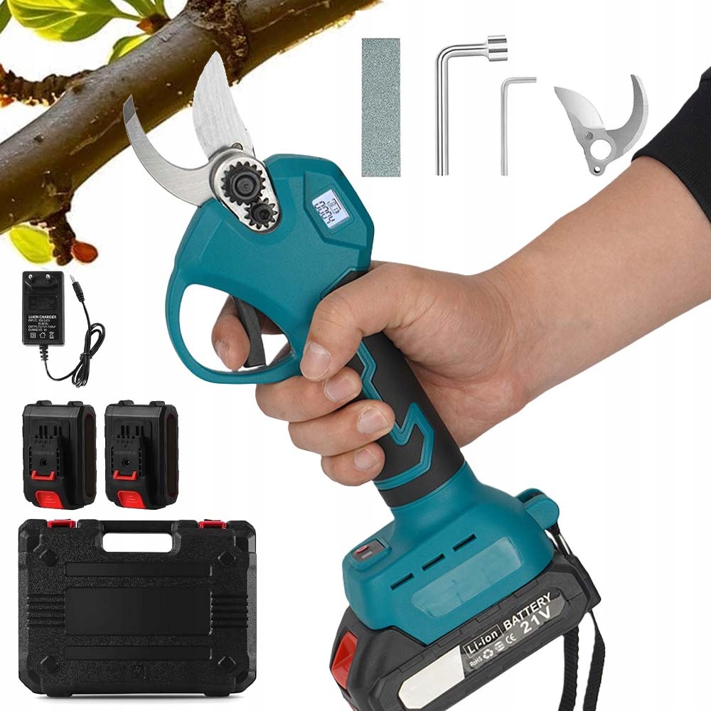 Sekator Elektryczny Do Gałęzi Akumulatorowy Ogrodowe Nożyce 2XAKU 1,3AH