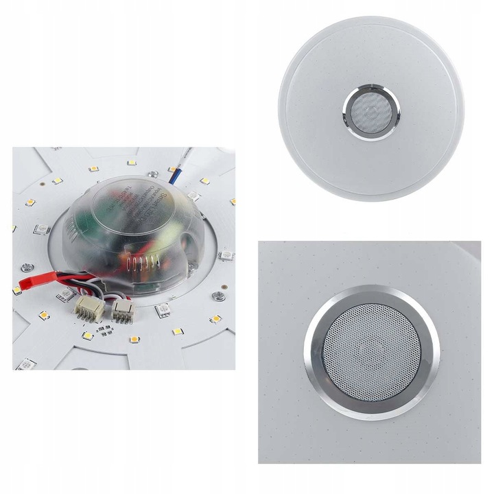 LAMPA SUFITOWA LED RGB Z GŁOŚNIKIE BLUETOOTH KOLOROWA 40W PILOT APLIKACJA Kolor biały chrom