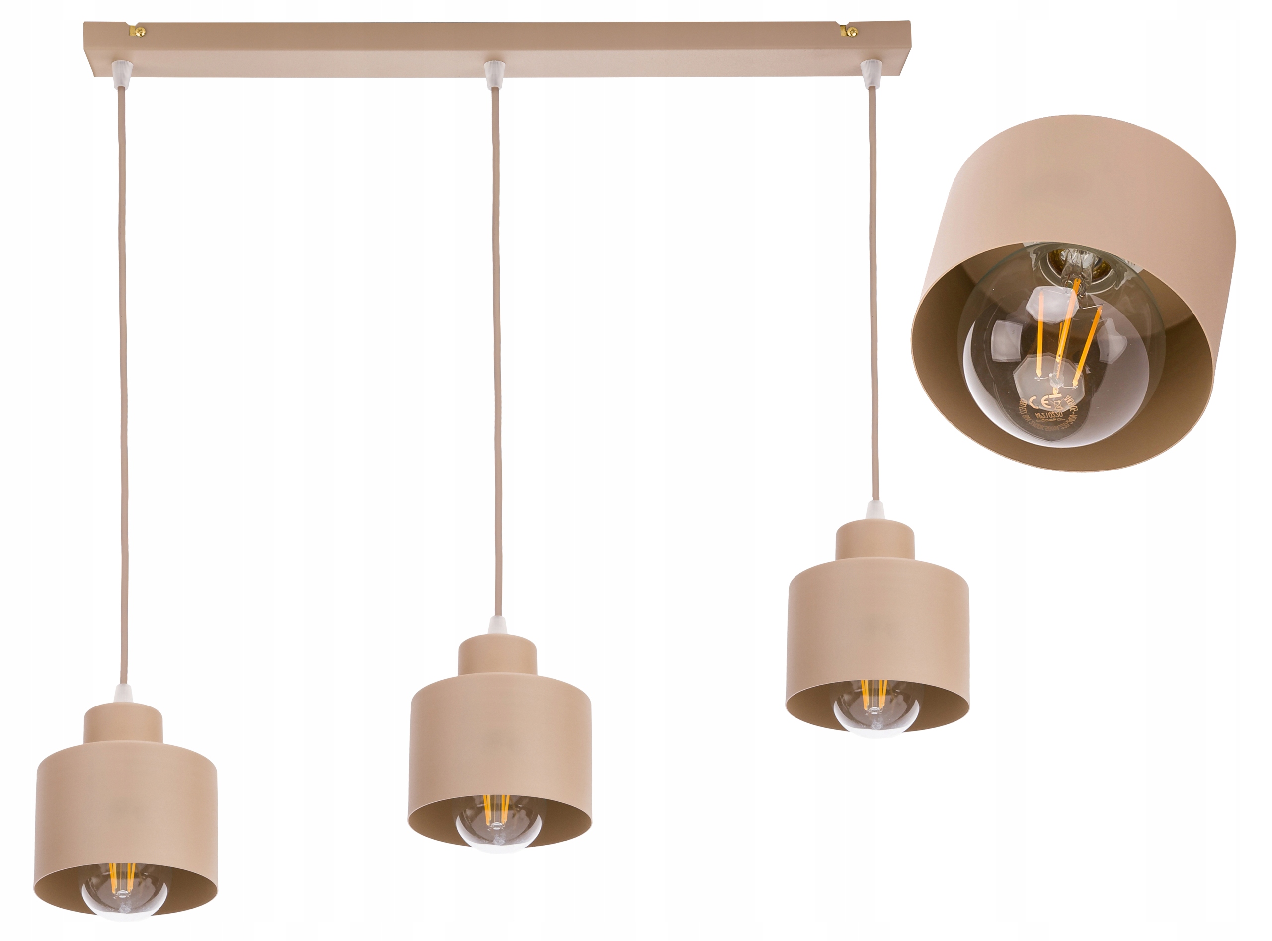 Závěsná Lampa Zwis Lustr Stropní stínidlo Hrnek E27 Kašmír béžová ecru béžová