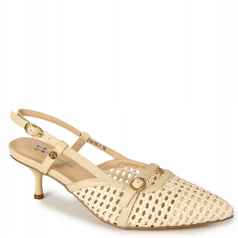 Maciejka K7446-22/00-1 Béžové Ažurové Kožené Lodičky 38