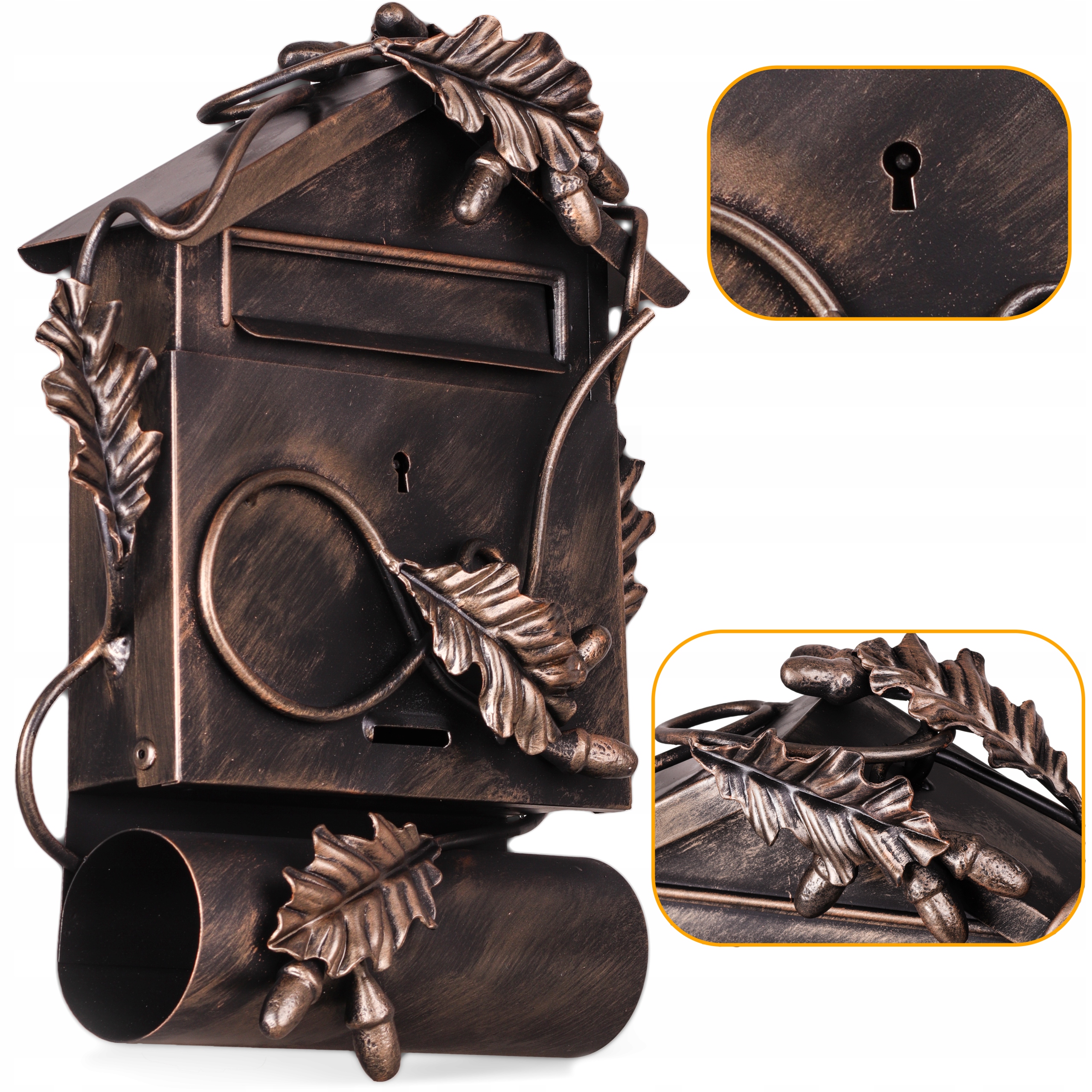 Poštovní schránka kovaná Ručně Žaluď, Dub Patina