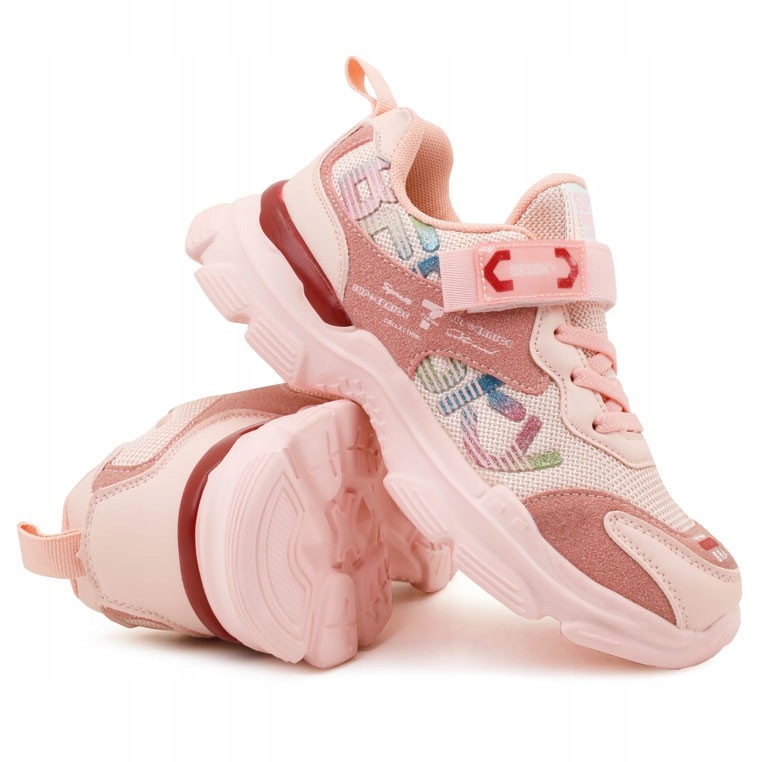 

buty sportowe dziewczęce lekkie oddychające różowe