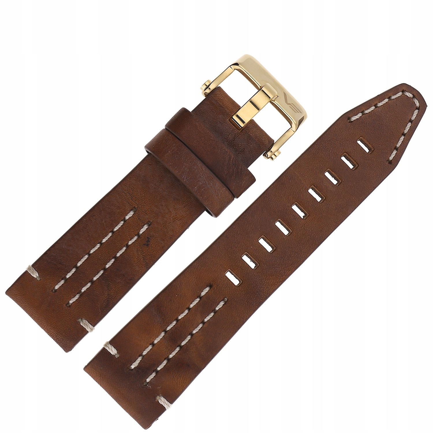 Pásek Ekranoplan 2 kůže (H515) hnědý s bílou p. žlutou barvou