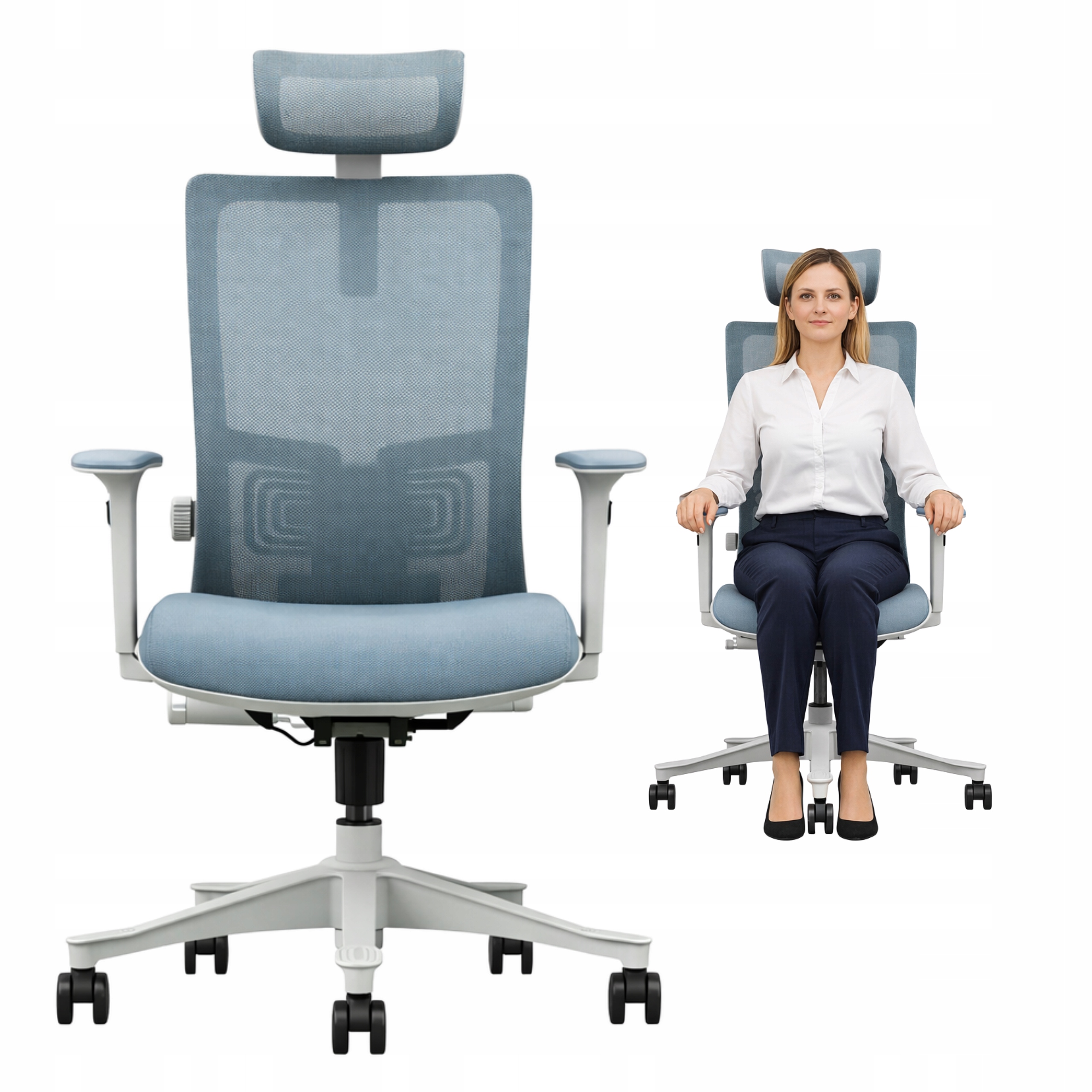 Fotel biurowy gamingowy ergonomiczny obrotowy regulowany szary SK5BHPremium