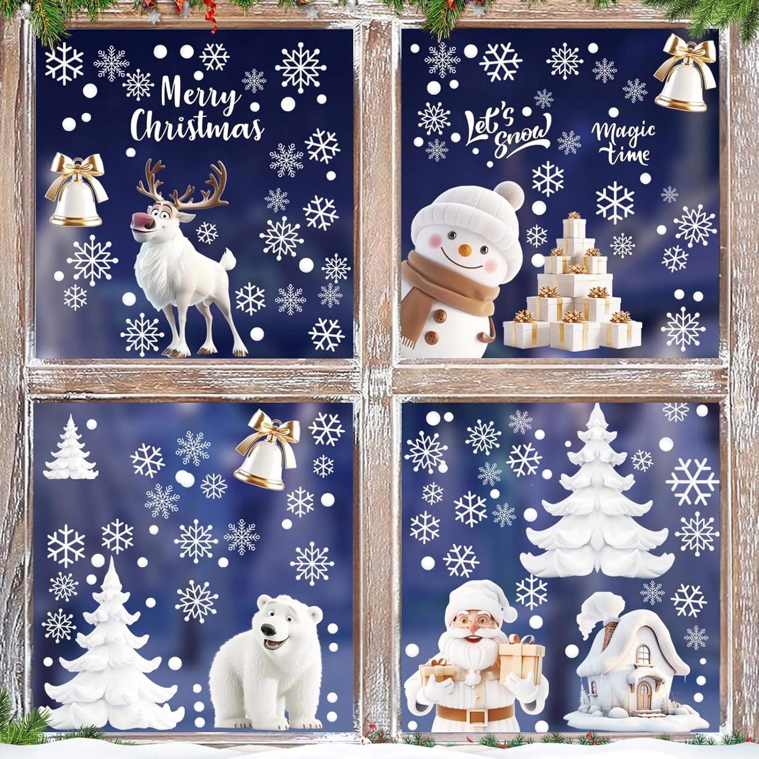 DUŻE ŚWIĄTECZNE OZDOBNE DEKORACYJNE NAKLEJKI NA OKNO ŚWIĄTECZNE