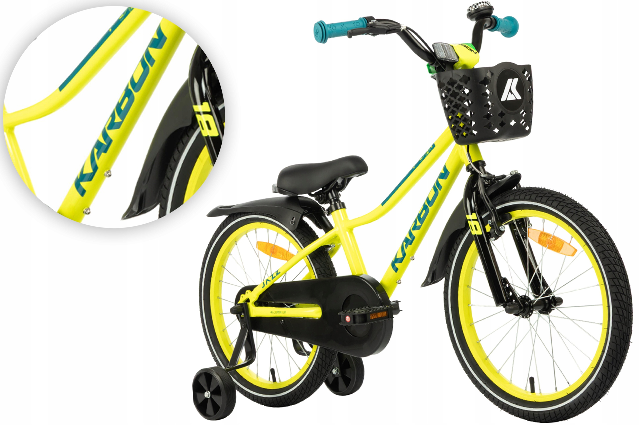 Rower dziecięcy 18" Karbon Jazz limonkowy R25