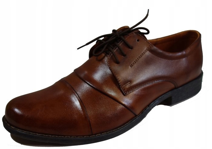 Skorzane Buty Meskie szerokie Tęgosć H Koniak 41