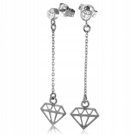 

Srebrne Kolczyki Ażurowe Diamenciki Na Łańcuszku