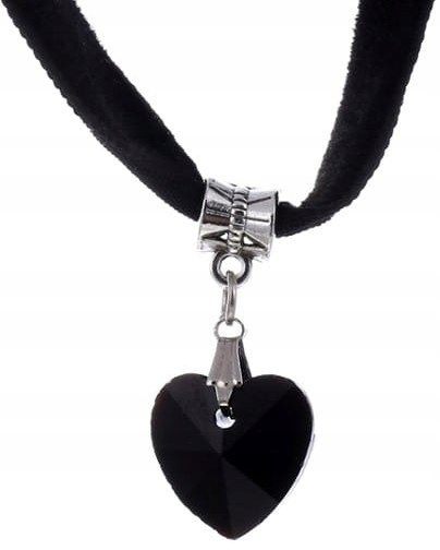 

czarny Naszyjnik choker celebrytka retro serce