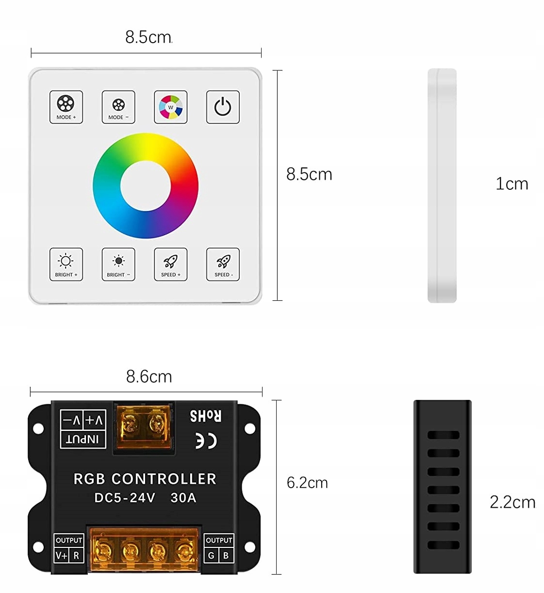 Sterownik RGB LED radiowy panel na ścianę dotykowy Typ sterownik