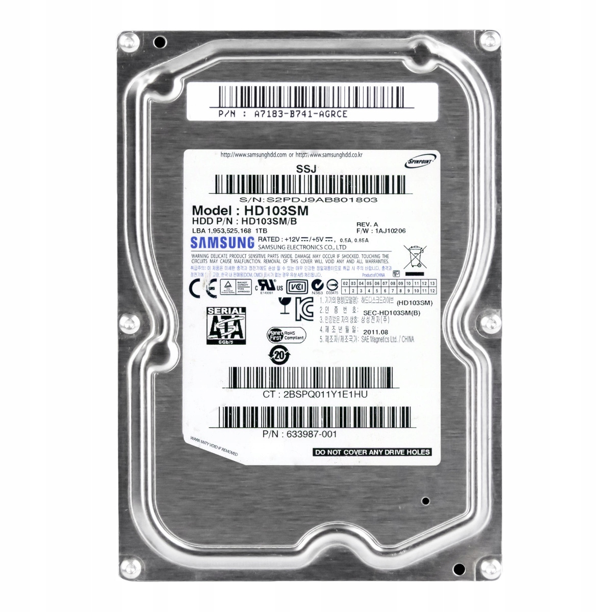 Samsung SpinPoint F3 1TB 7.2K 32MB Sata III 3.5'' HD103SM