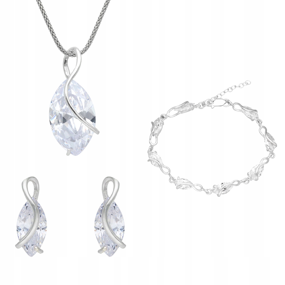 Stříbrný set 925 s zirkony Přívěsek náušnice náramek