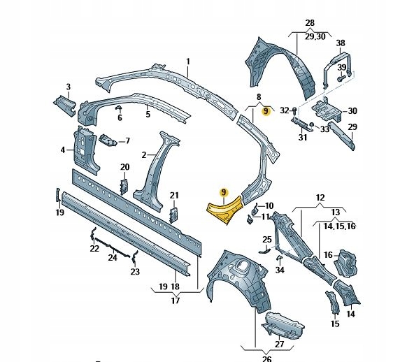 BLACHA WZMOCNIENIE SŁUPKA C WEW. PRAWY AUDI A6 C8 Typ samochodu Samochody osobowe