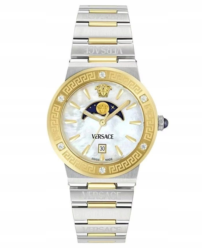 Dámské Hodinky Versace Greca Logo Moonphase Diamonds VE7G00524