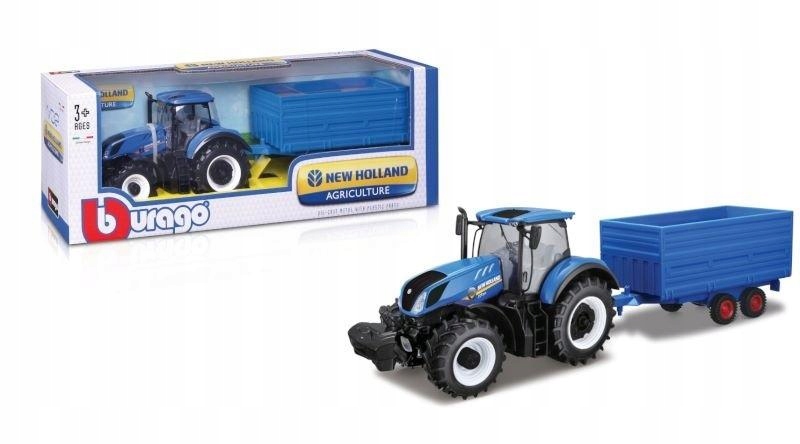 New Holland T7.315 S Přívěsem A Balíky Slámy
