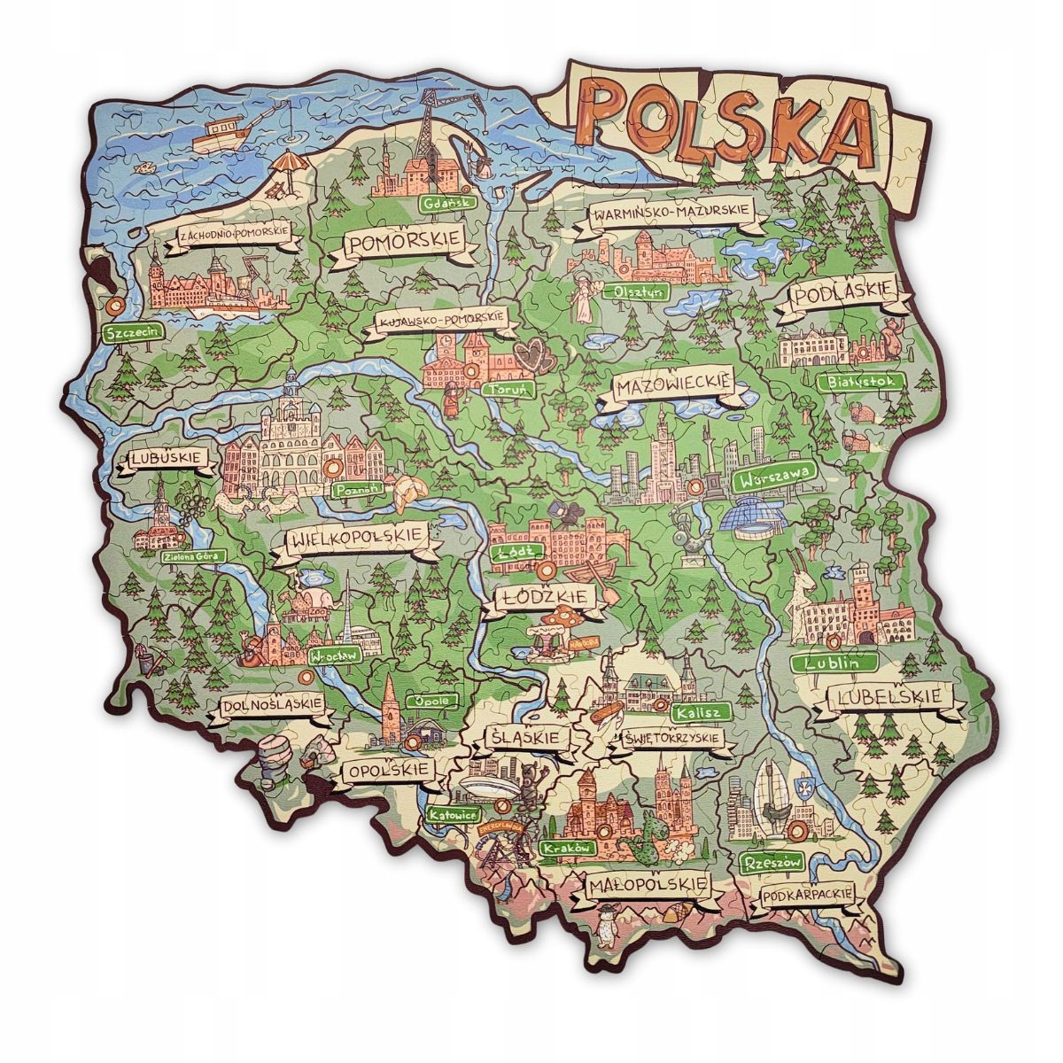 Układanka kolorowa Mapa Polski 250 elementów Edukacyjna Puzzle