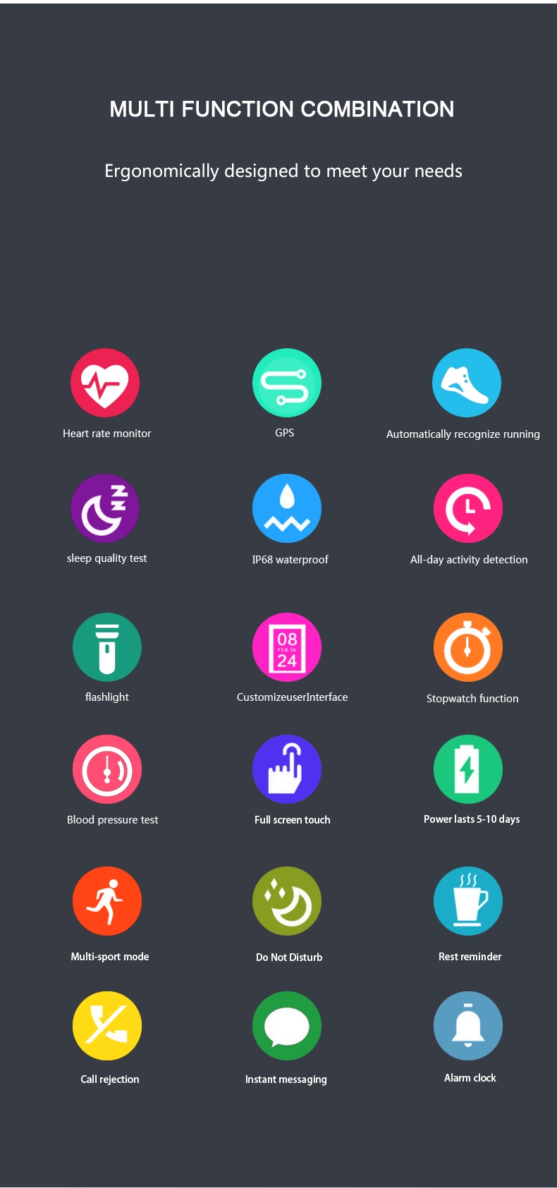 Smart Watch Heart Rate Blood Pressure Monitor Model inny