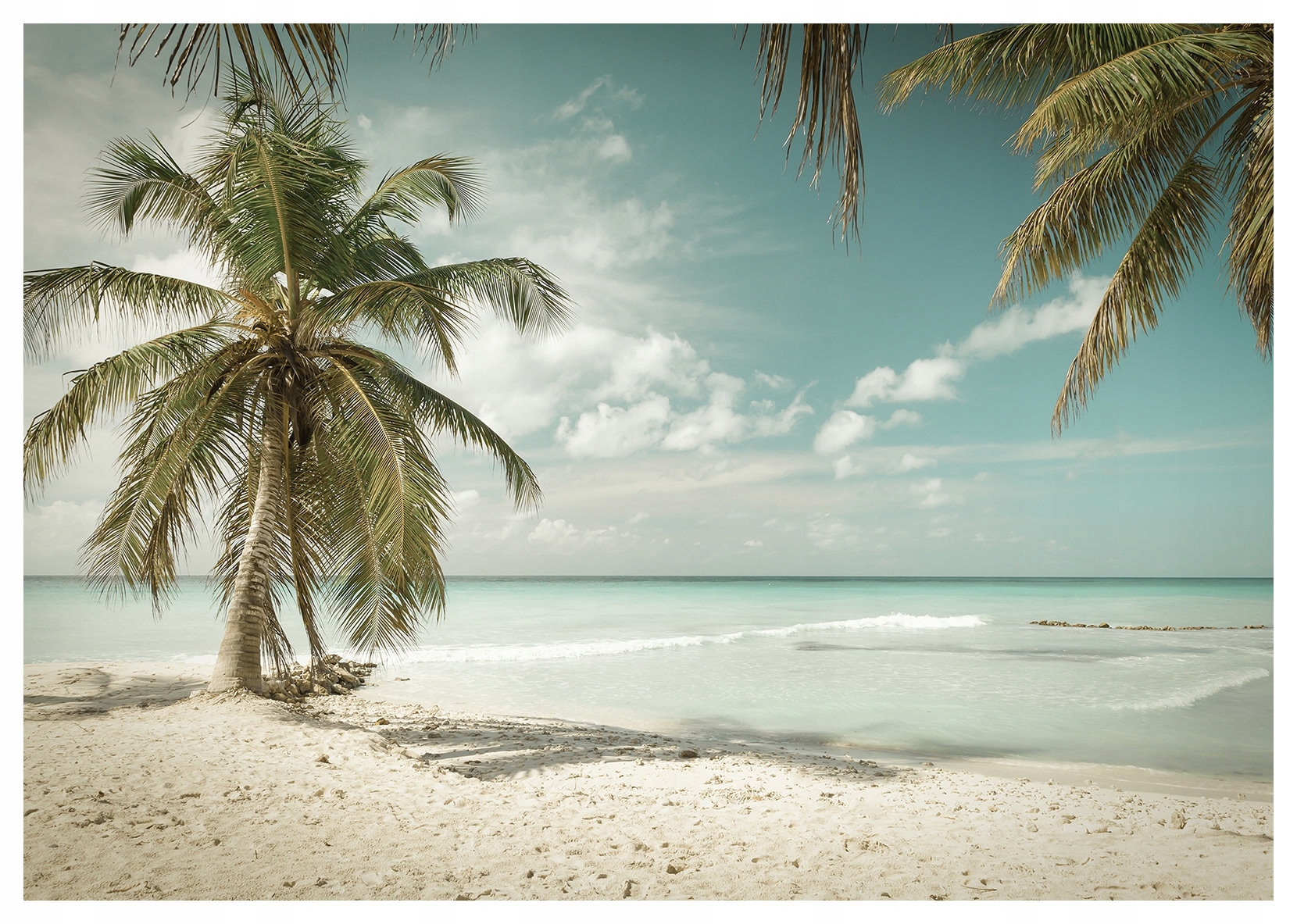 Vliesová fototapeta Pláž Palmy Relax Světle Modrá 400x280 lepidlo