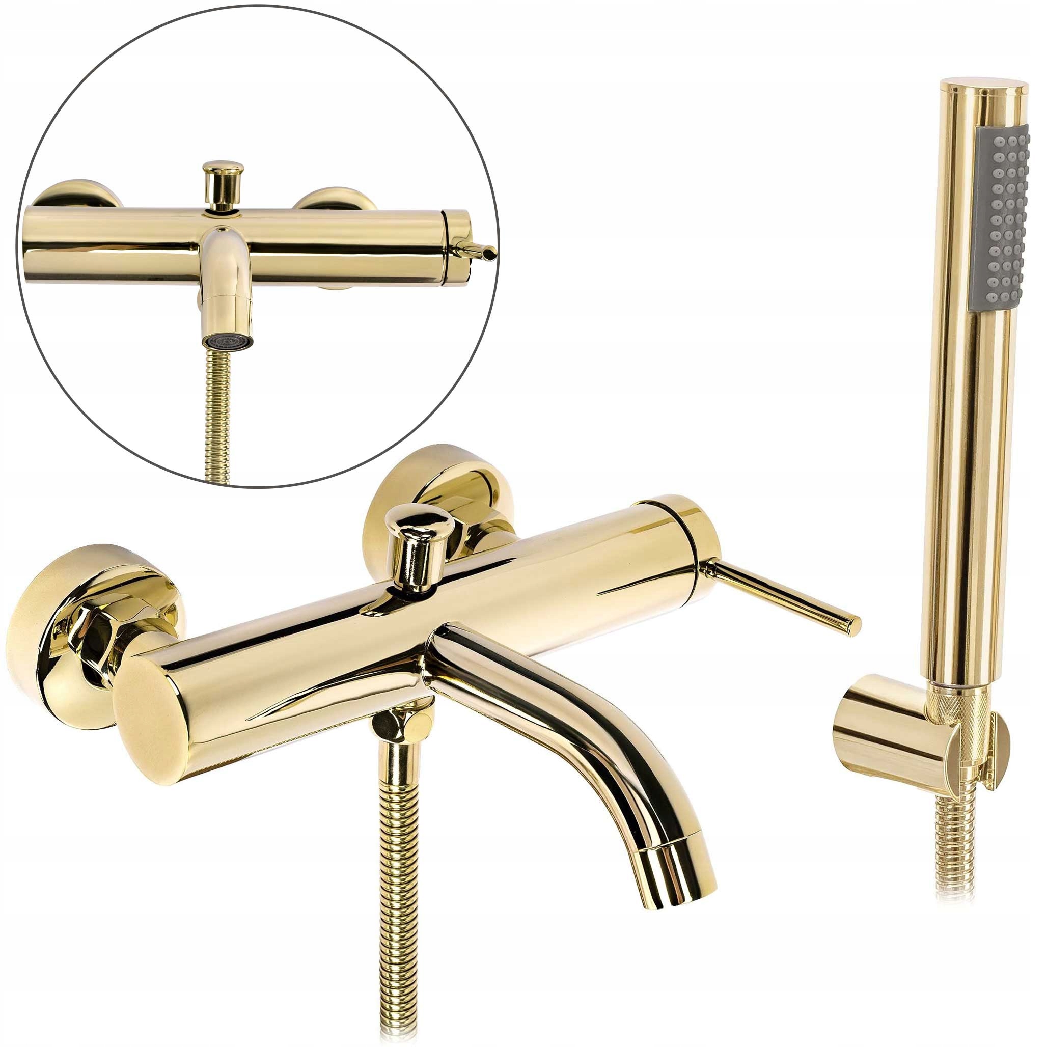 Vaňová batéria so sprchovacím zariadením Zlatá nástenná Rea Spot