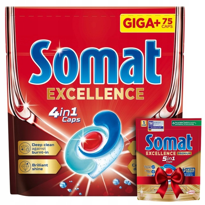 Levně Somat Excellence tablety do myčky 4v1 75 ks Dárek