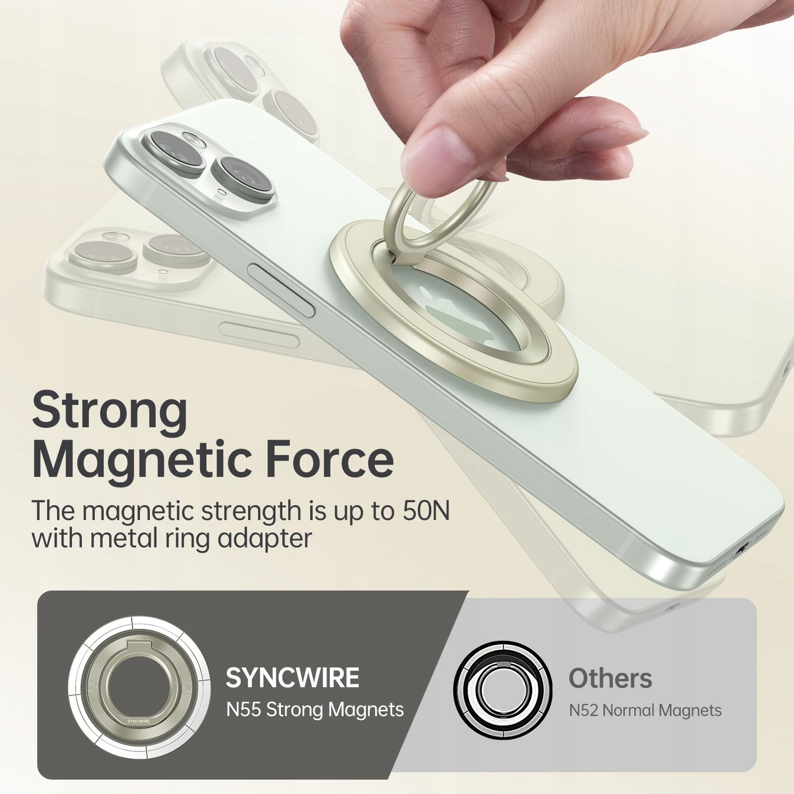 SYNCWIRE Magnetyczny Uchwyt MagSafe Do iPhone/Android Żółty — miniatura 4