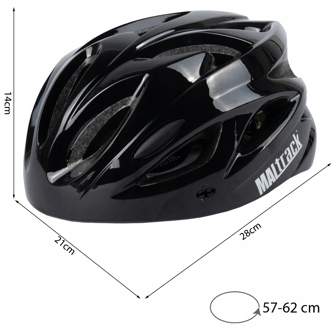 KASK ROWEROWY NA ROWER MĘSKI DAMSKI MTB REGULOWANY WYGODNY 57-62 LAMPKA Marka MalTrack