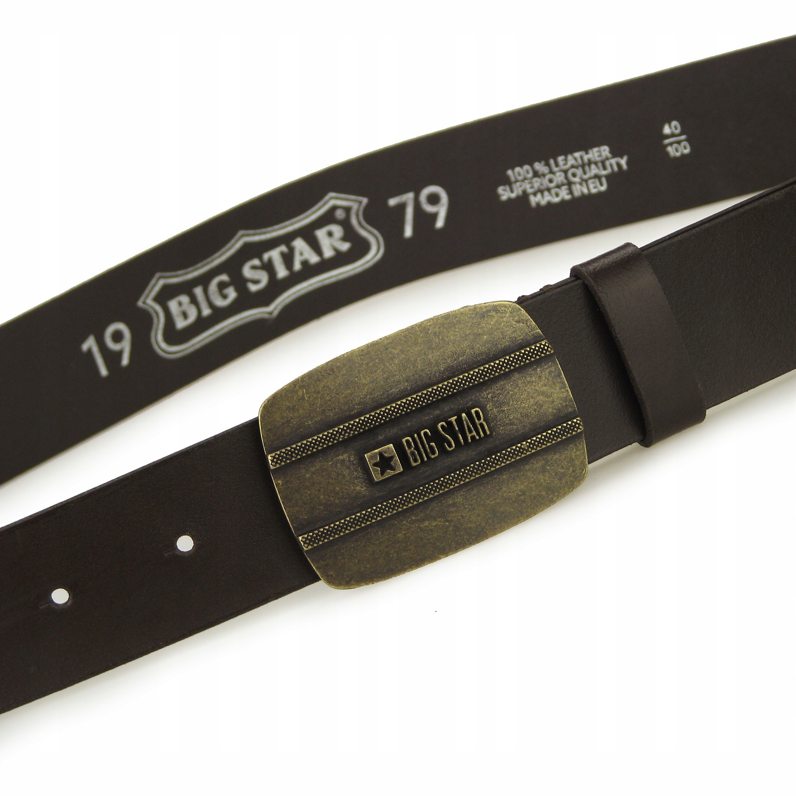 PASEK skórzany MĘSKI BIG STAR do spodni brązowy + ETUI 105/120cm Model II675064