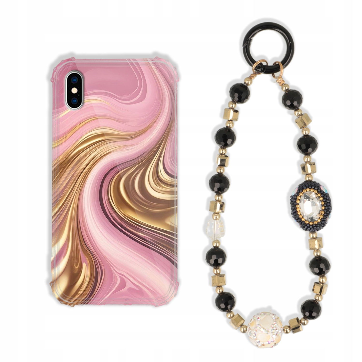 Puzdro Na Iphone X Puzdro Antishock S Čierno-zlatými Zirkónmi Odolné Silné