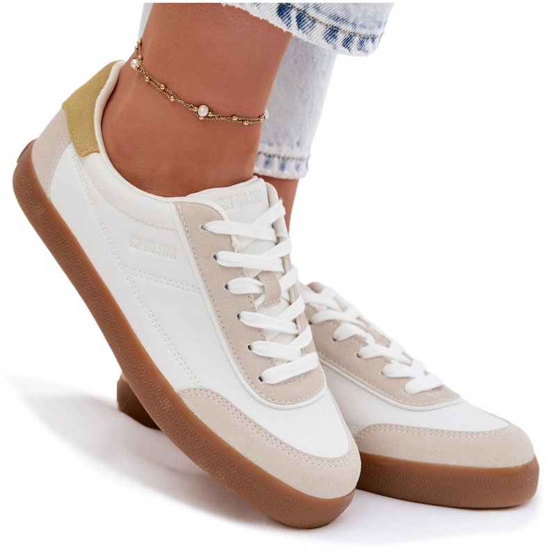 Sneakersy Tenisówki Damksie Eko Skóra Niskie Big Star TT274310 Białe 37