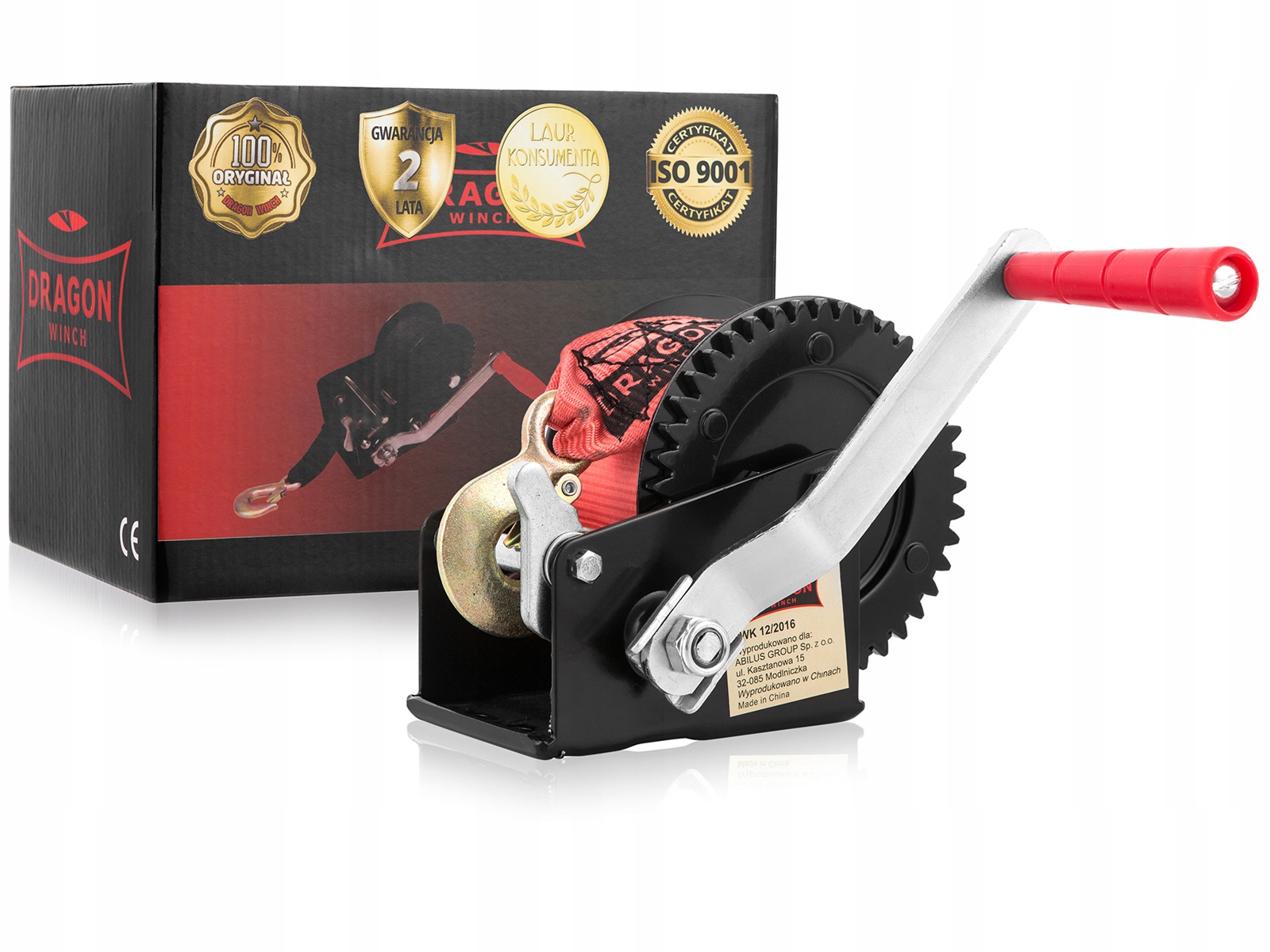 WYCIAGARKA RECZNA DRAGON WINCH DWK12 PASOWA 545kg Producent code wciagarka korbowa do lodzi