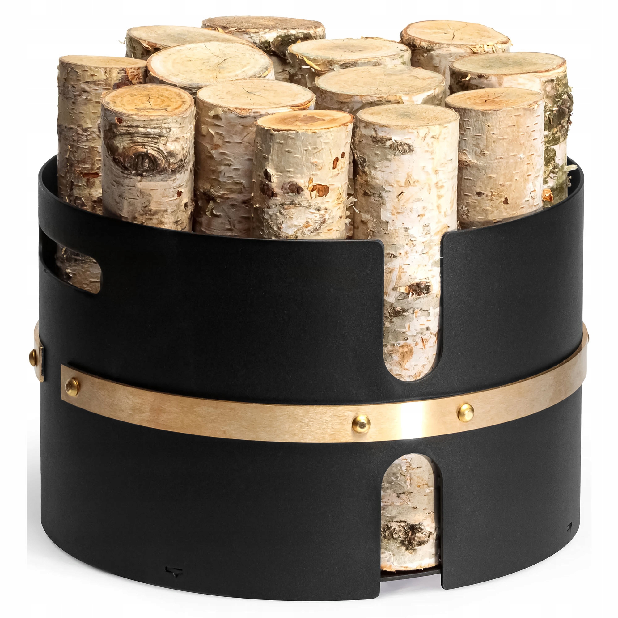 Koš na krbové dřevo s vyztuženým mobilním stojanem Aero 5 černý 300 mm