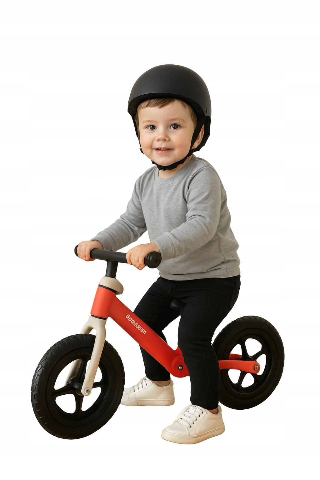 Rowerek biegowy dla dzieci lekki, dwukołowy, czerwony