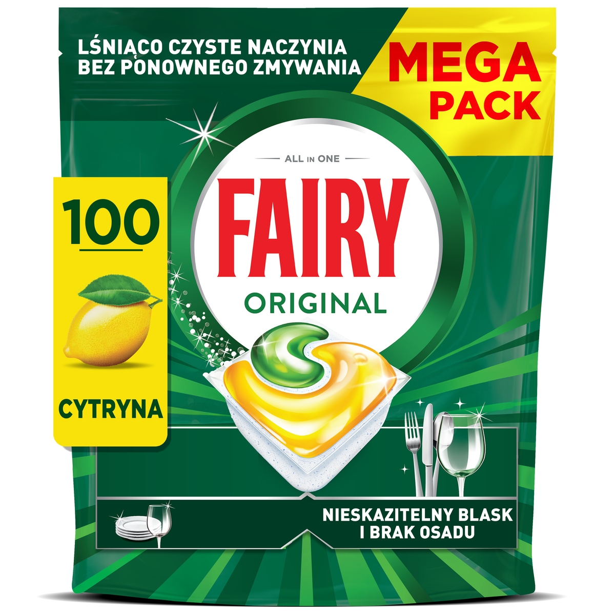 Fairy Original Kapsułki do zmywarki All In One Cytryna 100 szt.