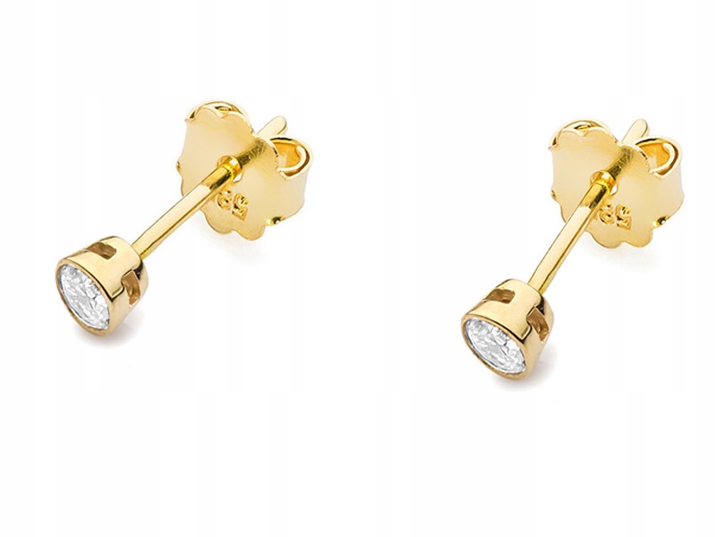 Zlaté náušnice 585 Jemné S Brilianty 0,55g s diamanty pro ni 14k