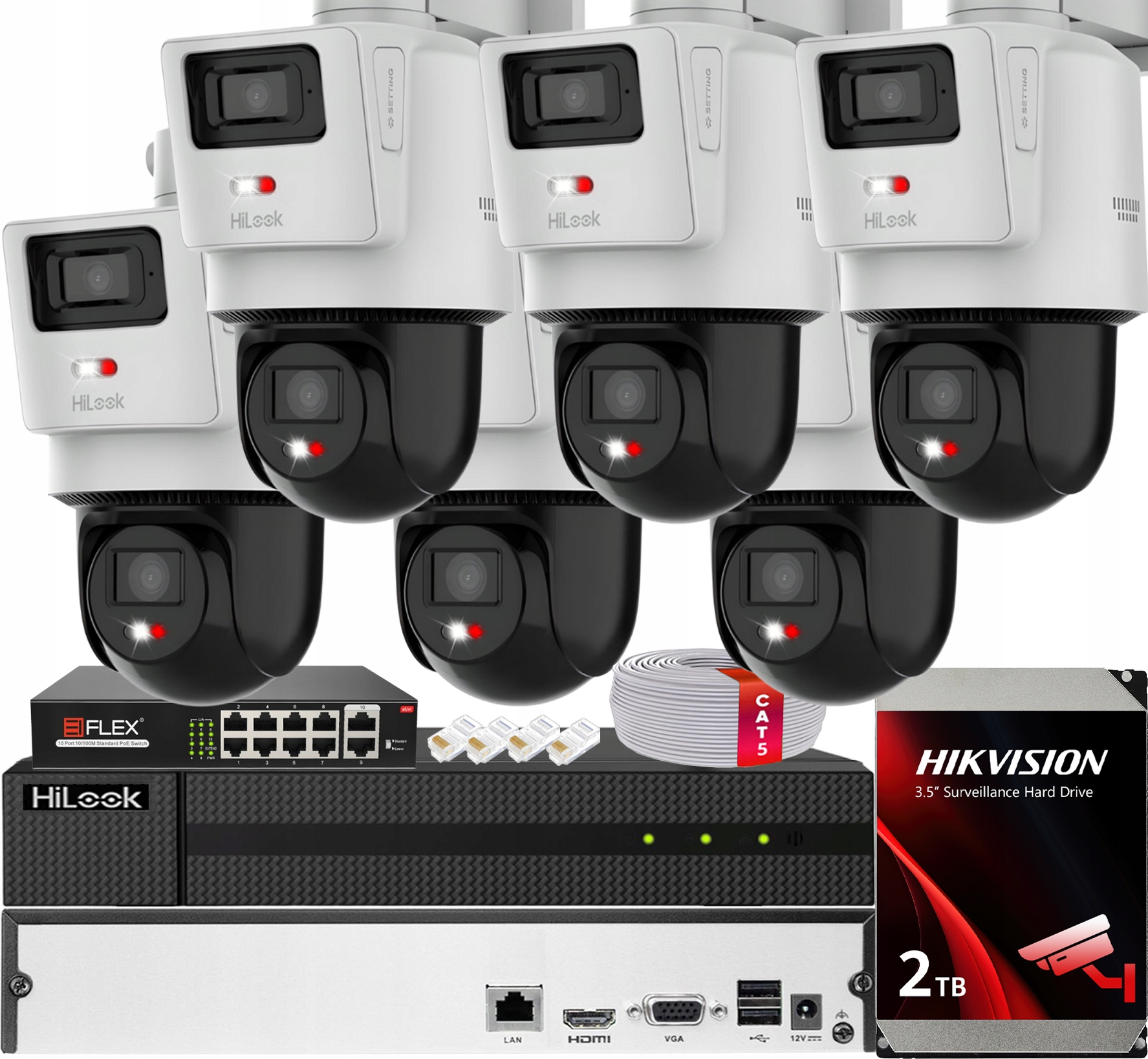 Sada na monitorovanie Ip na 6 kamer TandemVu 4MPx+4MPx PTZ-D4 Disk 2TB