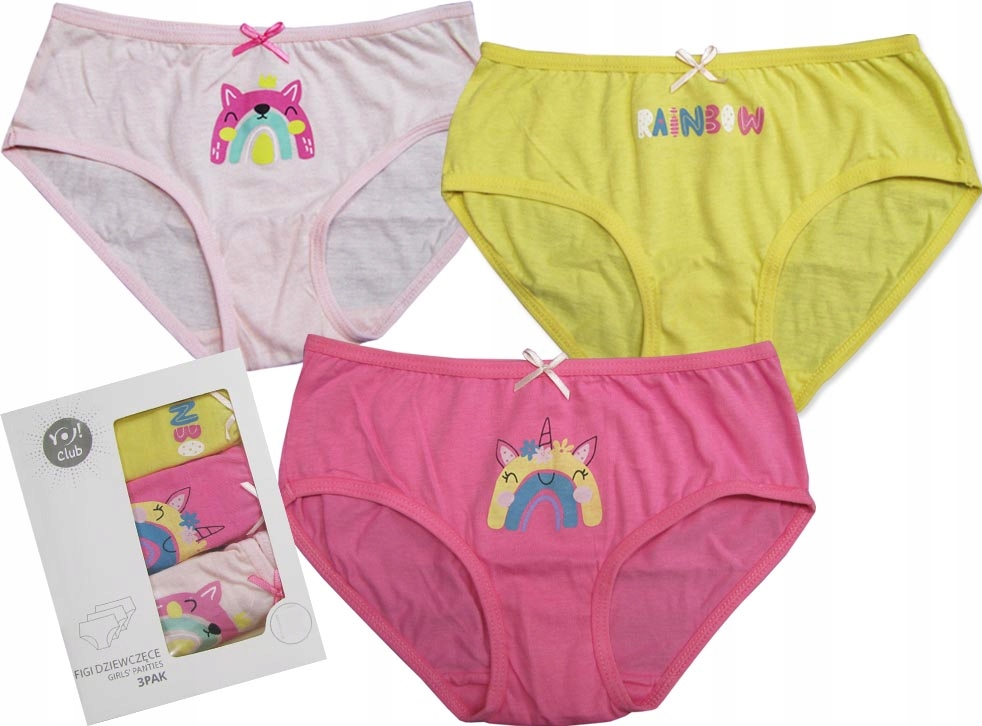 

98-104 Majtki figi Tęcza jednorożec Yo 3pack B165