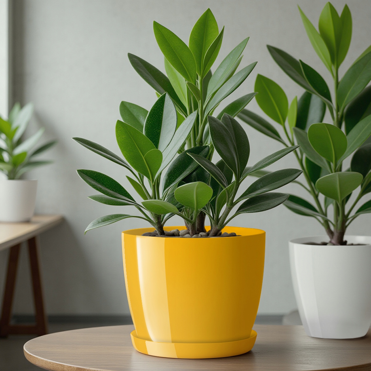 DONICZKA Z PODSTAWKĄ PLASTIKOWA OSŁONKA DONICA 12cm ŻÓŁTA NA KWIATY KADAX Kod producenta K1253