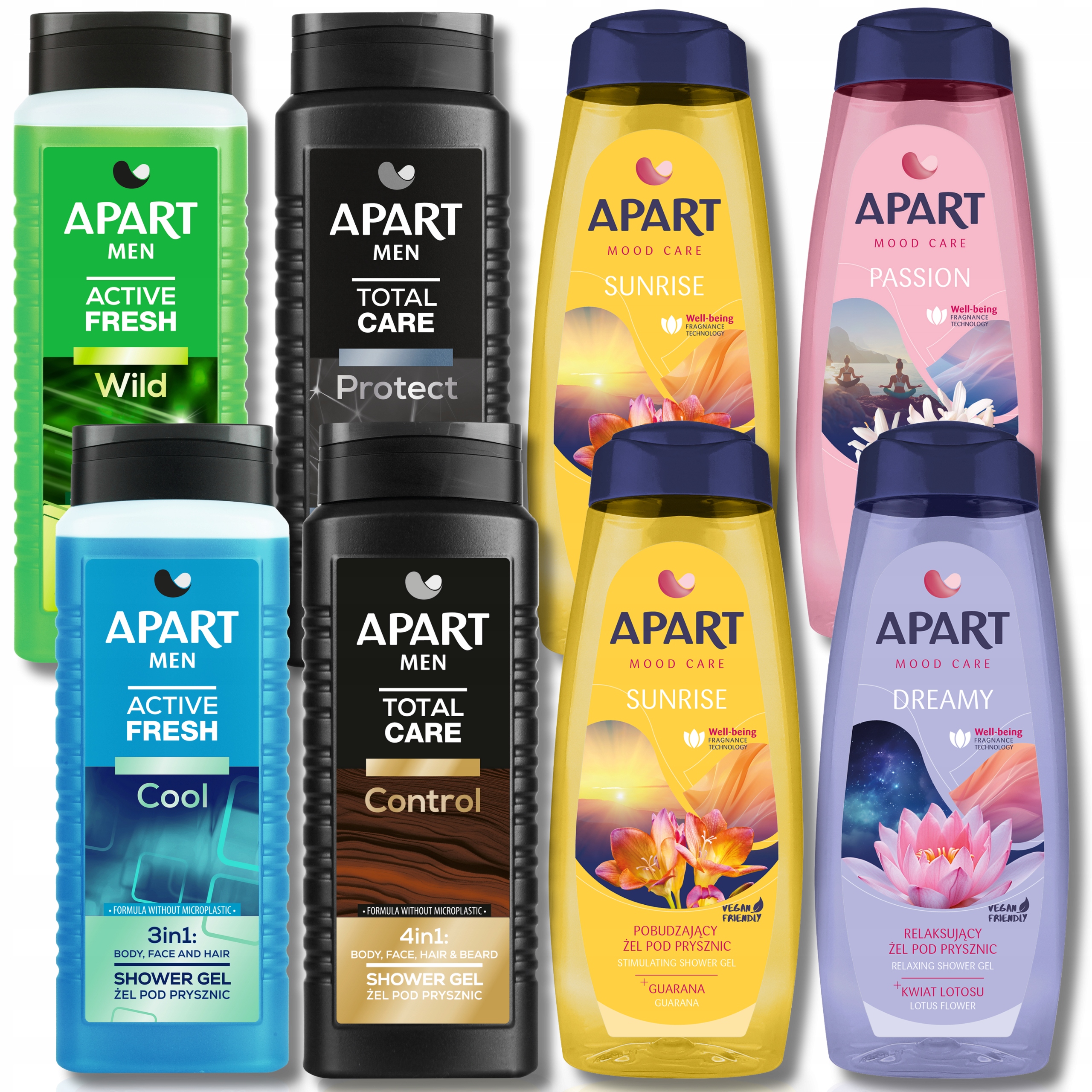 Apart sprchový gel MEN+Mood Care Body, Face, Hair, Beard Mix 8 ks